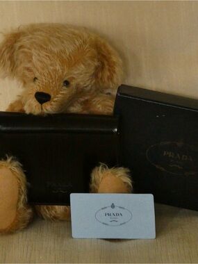 Prada Milano Black Patent Fold wallet. Presentation Box with Card.